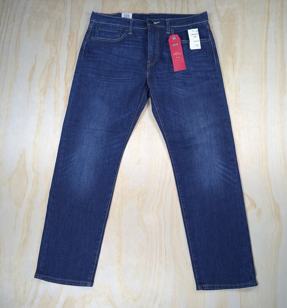 Levi's Men's 33x30 502 Regular Taper Jeans Dark Wash Blue 2-Way Stretch NWT